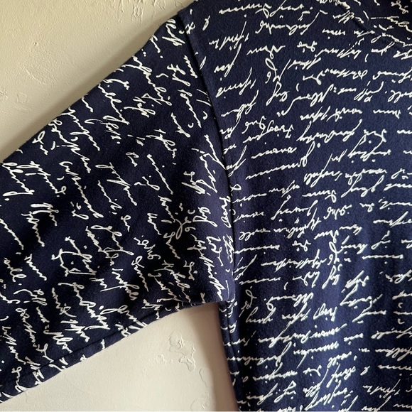 90s Navy MixIt Blue Mock Turtleneck Long Sleeve Cotton Form Fitting Dress Size M - Picture 4 of 8